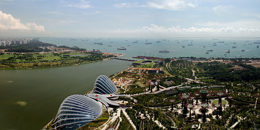 Helicopter view of Singapore