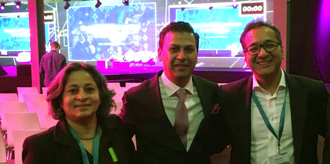 Mala Morris, Warrick Cramer and Kapil Singhal at the Arch Summit in Luxembourg, May 2018